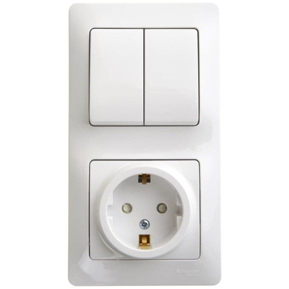 Блок розетка с заземлением со шторками + 2 клавишный выключатель Systeme Electric GLOSSA БЕЛЫЙ GSL000174 Блок розетка с заземлением со шторками + 2 клавишный выключатель Systeme Electric GLOSSA БЕЛЫЙ GSL000174