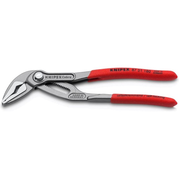 Клещи переставные Knipex COBRA ES, тонкие, зев 32 мм, длина 180 мм, фосфатированные, обливные ручки KN-8751180 Клещи переставные Knipex COBRA ES, тонкие, зев 32 мм, длина 180 мм, фосфатированные, обливные ручки KN-8751180