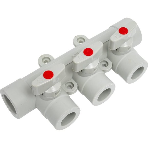 Коллектор с шаровыми кранами LAMMIN ppr 25x3 30/1 серый Lm31081003025G