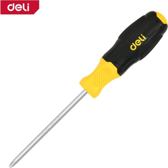 Отвертка Deli Pozidriv PZ2x100мм DL631002P, сталь Cr-V, двухкомпонентная прорезиненная рукоять 183591 Отвертка Deli Pozidriv PZ2x100мм DL631002P, сталь Cr-V, двухкомпонентная прорезиненная рукоять 183591