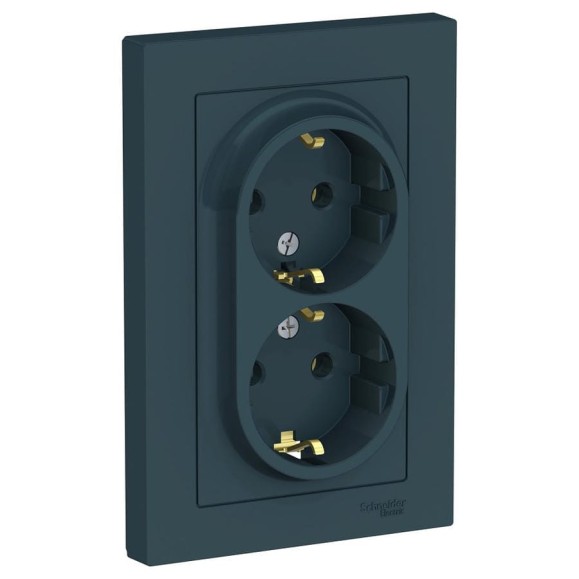 Розетка Systeme Electric AtlasDesign Изумруд с/з двойная, 16А, в сборе SE ATN000824 Розетка Systeme Electric AtlasDesign Изумруд с/з двойная, 16А, в сборе SE ATN000824