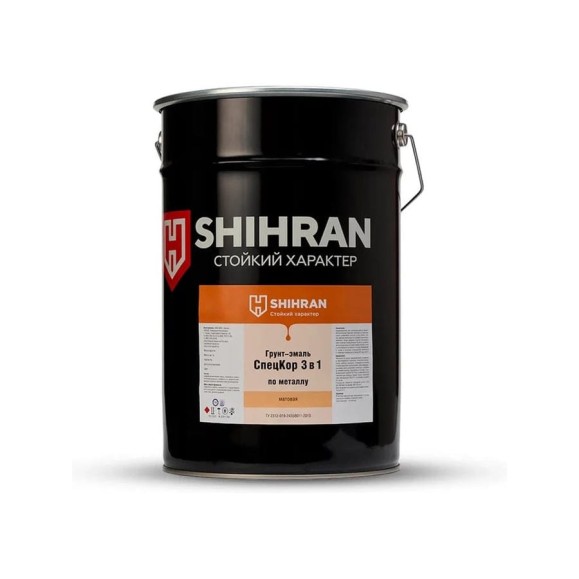 Грунт-эмаль SHIHRAN СпецКор 3в1, матовая черная RAL 9004 25кг 007636