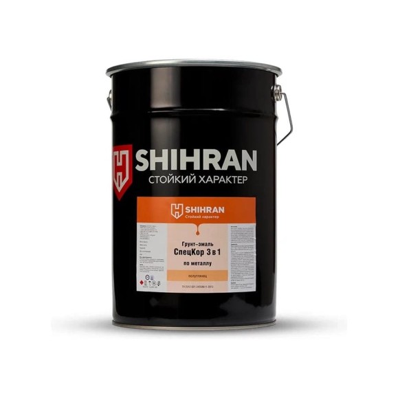 Грунт-эмаль SHIHRAN СпецКор 3в1, полуглянец темно-зеленая RAL 6005 25кг 007667