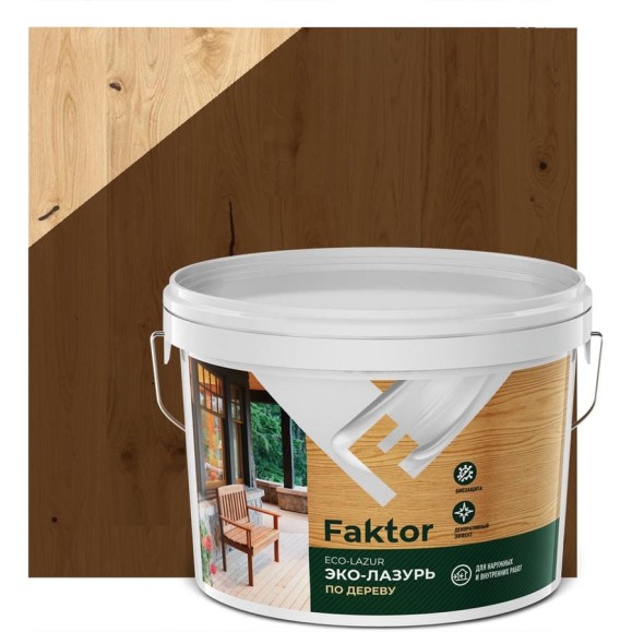 Эко-лазурь ЯРОСЛАВСКИЕ КРАСКИ FAKTOR для древесины орех, ведро 2.7 кг О06868 Эко-лазурь ЯРОСЛАВСКИЕ КРАСКИ FAKTOR для древесины орех, ведро 2.7 кг О06868