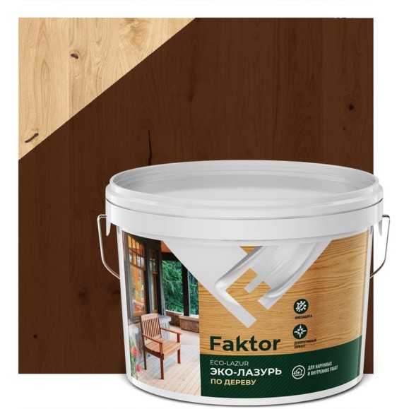 Эко-лазурь ЯРОСЛАВСКИЕ КРАСКИ FAKTOR для древесины махагон, ведро 2.7 кг О06859