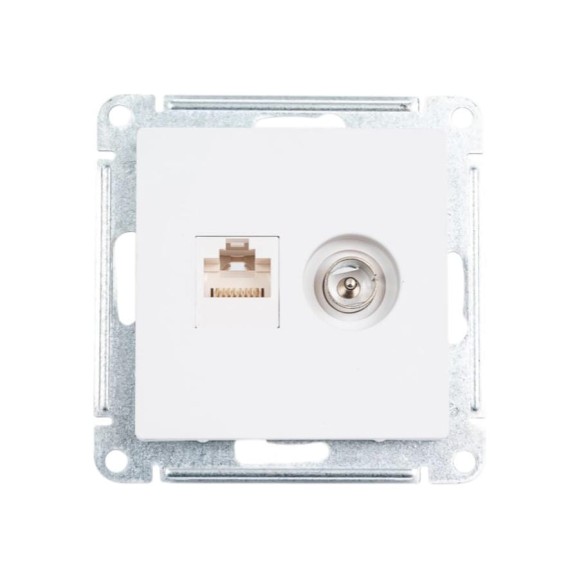 Двойная тв + компьютерная rj45 розетка Systeme Electric Atlasdesign лотос кат. 5е ATN001389 Двойная тв + компьютерная rj45 розетка Systeme Electric Atlasdesign лотос кат. 5е ATN001389