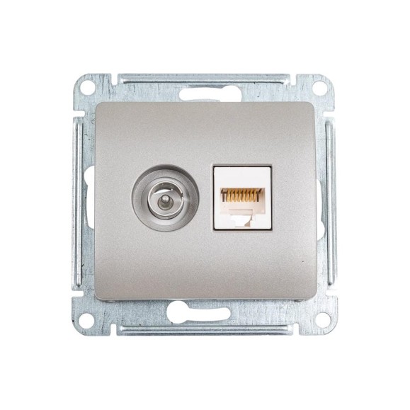 Двойная розетка: тв + компьютерная Systeme Electric Glossa rj45, кат. 5е, механизм, платина GSL001289