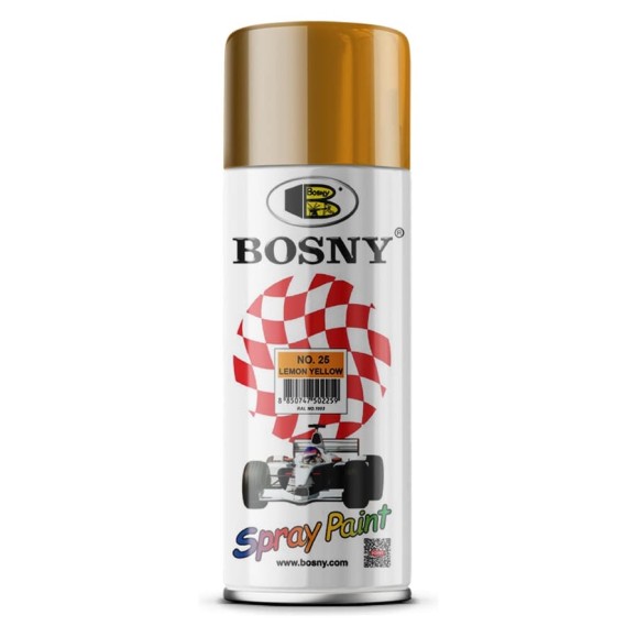 Универсальная краска акриловая Bosny желтый лимон, аэрозоль RAL 1003 25