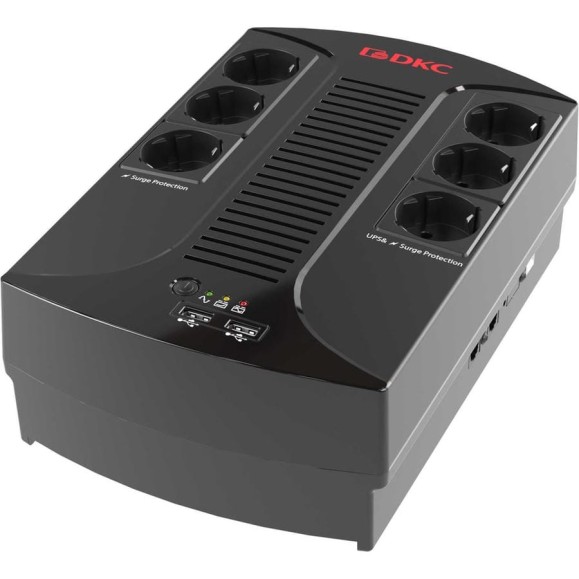 Линейно-интерактивный источник бесперебойного питания DKC 600 ВА/360 Вт, 1/1, 6xSchuko, USB для зарядки (2), USB + RJ11, 1x7Aч INFOPDU600 Линейно-интерактивный источник бесперебойного питания DKC 600 ВА/360 Вт, 1/1, 6xSchuko, USB для зарядки (2), USB + RJ11, 1x7Aч INFOPDU600