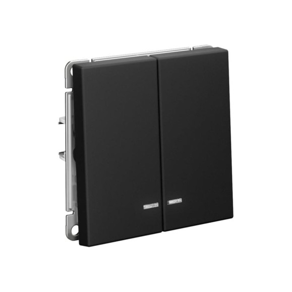 Выключатель с подсветкой 2-клавишный ArtGallery Systeme Electric 10 АХ, механизм, Карбон GAL001053