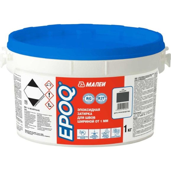 Затирка для швов EPOQ, МАПЕИ, цвет 114 Антрацит, 1кг FG01611401 Затирка для швов EPOQ, МАПЕИ, цвет 114 Антрацит, 1кг FG01611401
