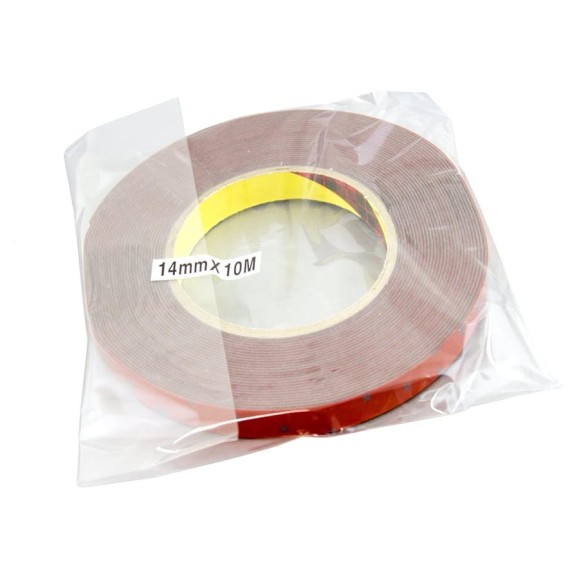 Оригинальный серый двусторонний скотч MTF Light 3M TAPE(ACRYL) 14мм х 10м красная подложка 3M14X1000R