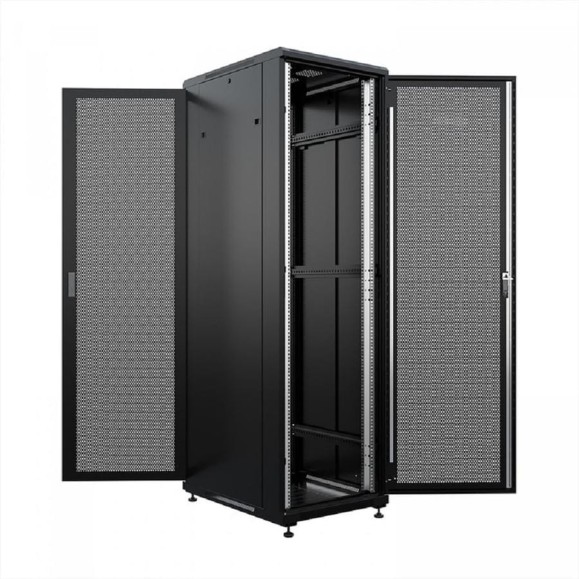 Шкаф напольный универсальный серверный ONTEK TC 18U 600x600мм, 4 профиля 19, двери перфорированная и перфорированная, боковые стенки съемные TC18U66PPDRSWAS-9005 Шкаф напольный универсальный серверный ONTEK TC 18U 600x600мм, 4 профиля 19, двери перфорированная и перфорированная, боковые стенки съемные TC18U66PPDRSWAS-9005