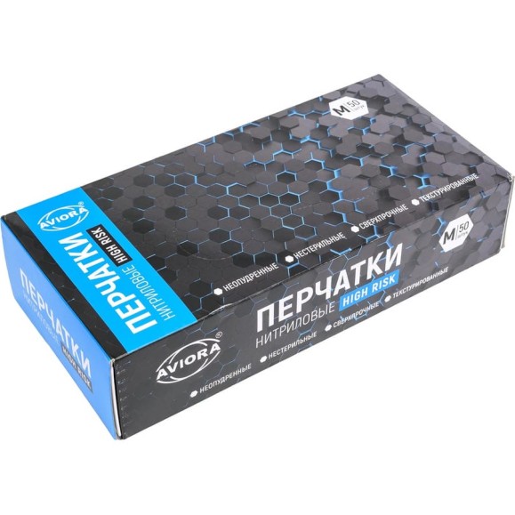 Нитриловые перчатки AVIORA HIGH RISK р.M, 50 шт. 402-662 Нитриловые перчатки AVIORA HIGH RISK р.M, 50 шт. 402-662