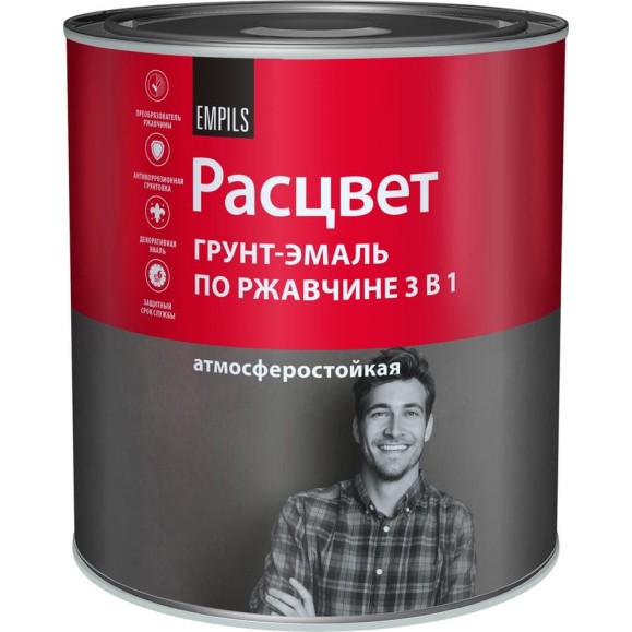 Грунт-эмаль по ржавчине Расцвет алкидная, белая, 2.7 кг 65174 Грунт-эмаль по ржавчине Расцвет алкидная, белая, 2.7 кг 65174
