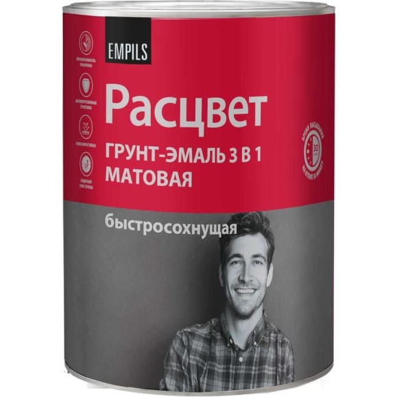 Грунт-эмаль Расцвет быстросохнущая, матовая, зеленая, 0.9 кг 82700 Грунт-эмаль Расцвет быстросохнущая, матовая, зеленая, 0.9 кг 82700