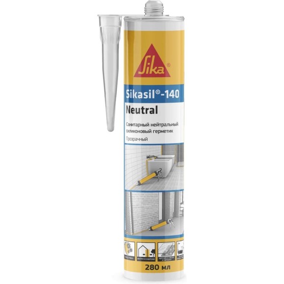 Нейтральный силиконовый санитарный герметик SIKA sil?-140 Neutral (прозрачный) картридж 280 мл 842897 Нейтральный силиконовый санитарный герметик SIKA sil?-140 Neutral (прозрачный) картридж 280 мл 842897