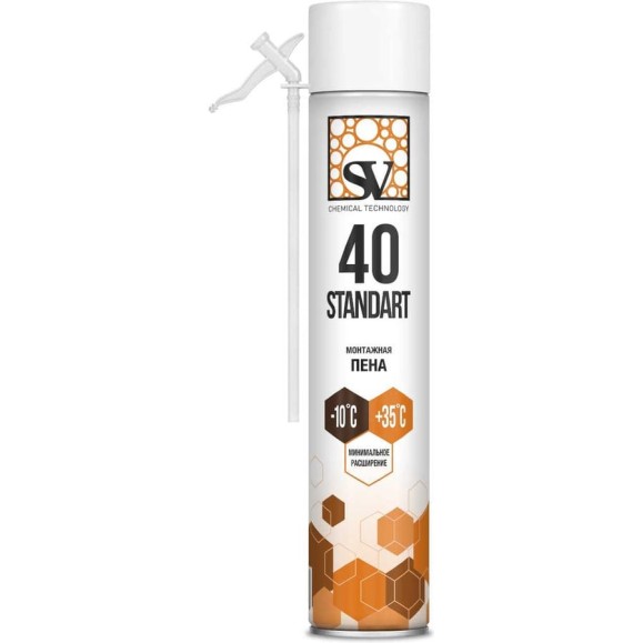 Пена монтажная всесезонная SV бытовая STANDART 40 420 мл (550 г) 111435 Пена монтажная всесезонная SV бытовая STANDART 40 420 мл (550 г) 111435