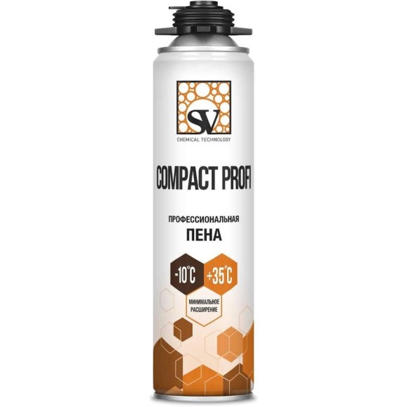 Пена монтажная всесезонная SV профессиональная COMPACT PROFI 250 мл (350 г) 114609