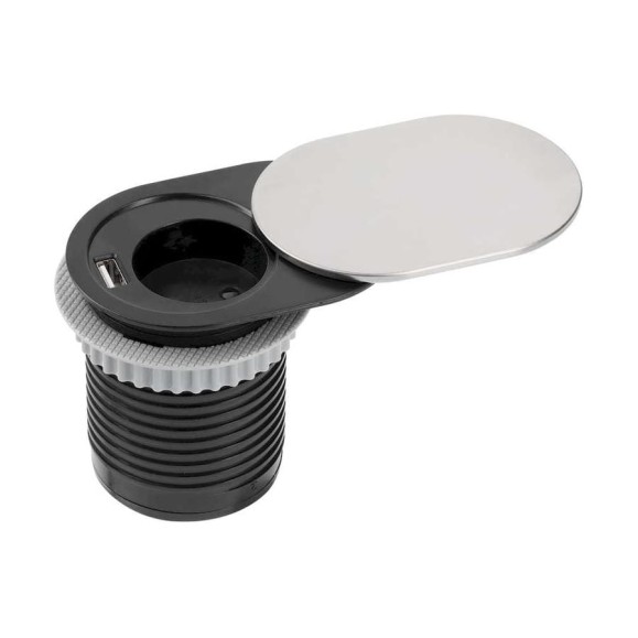 Круглый удлинитель для стола REJS SLIDER 60 1x shchuko USB кабель с вилкой, серебро TR19.0025.08.049 Круглый удлинитель для стола REJS SLIDER 60 1x shchuko USB кабель с вилкой, серебро TR19.0025.08.049