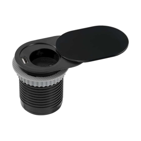 Круглый удлинитель для стола REJS SLIDER 60mm, 1x shchuko USB, кабель с вилкой, черный TR19.0025.08.061 Круглый удлинитель для стола REJS SLIDER 60mm, 1x shchuko USB, кабель с вилкой, черный TR19.0025.08.061