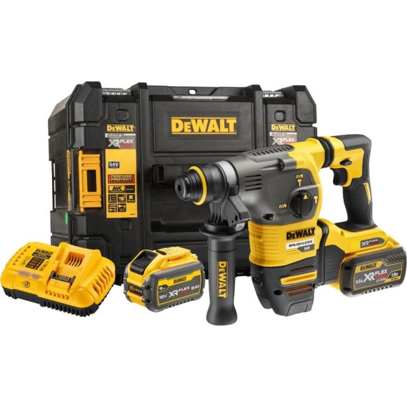 Аккумуляторный перфоратор Dewalt DCH333x2, 54 В, 3.5 Дж, 4480 уд/мин, с 2 АКБ 3 Ач и ЗУ, в кейсе TSTAK DCH333X2-QW