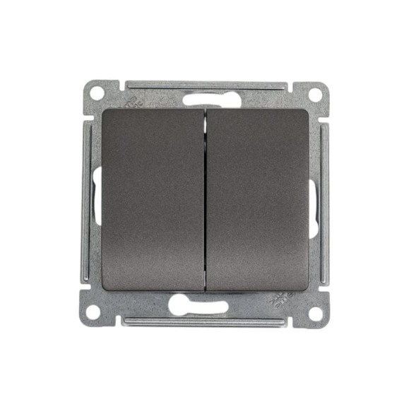 Переключатель Systeme Electric Glossa Графит 2-клавишный, сх.6,10AX SE GSL001365 Переключатель Systeme Electric Glossa Графит 2-клавишный, сх.6,10AX SE GSL001365