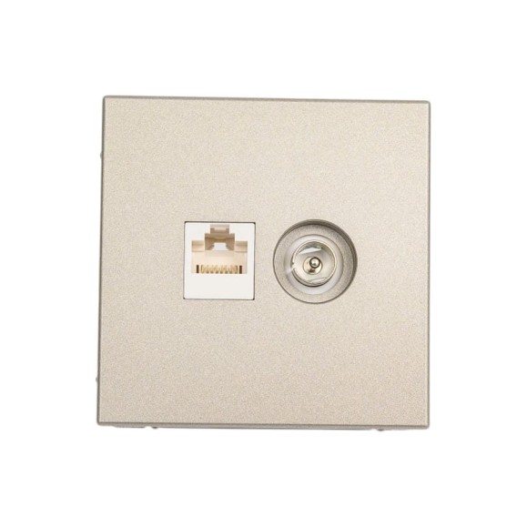 Розетка двойная ТВ + компьютерная Systeme Electric ArtGallery Шампань RJ45, кат. 5Е GAL000589 Розетка двойная ТВ + компьютерная Systeme Electric ArtGallery Шампань RJ45, кат. 5Е GAL000589