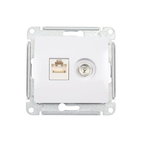 Розетка Systeme Electric Glossa белый TV+RJ45, кат.5E GSL000189 Розетка Systeme Electric Glossa белый TV+RJ45, кат.5E GSL000189