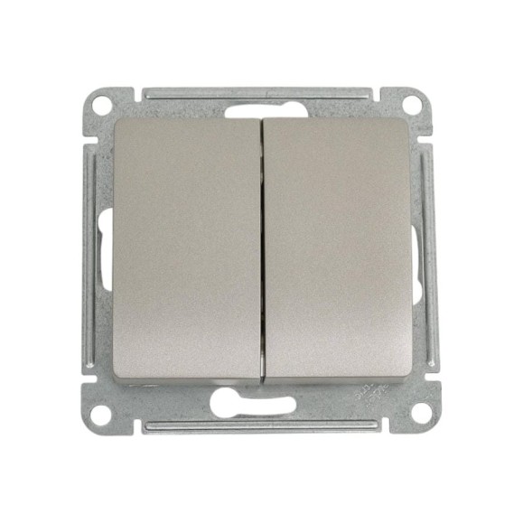Переключатель Systeme Electric Glossa Платина 2-клавишный, сх.6, 10AX SE GSL001265 Переключатель Systeme Electric Glossa Платина 2-клавишный, сх.6, 10AX SE GSL001265