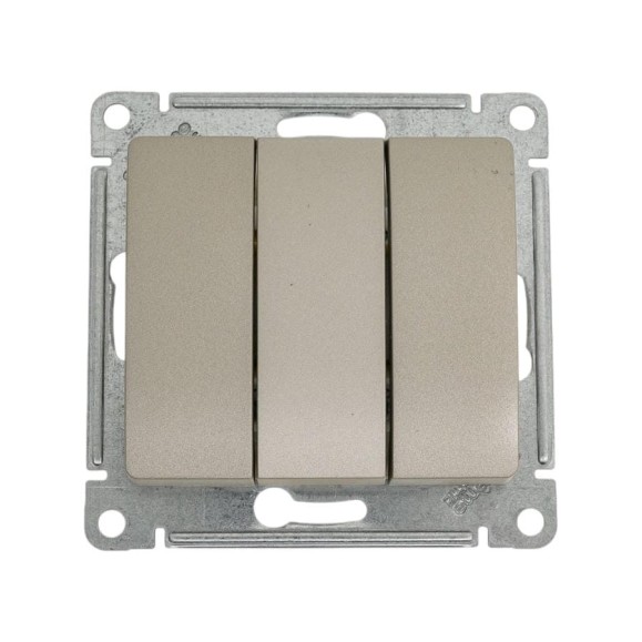 3-клавишный механизм выключателя Systeme Electric скрытой проводки Glossa 10А IP20 3 10AX платина GSL001231 3-клавишный механизм выключателя Systeme Electric скрытой проводки Glossa 10А IP20 3 10AX платина GSL001231