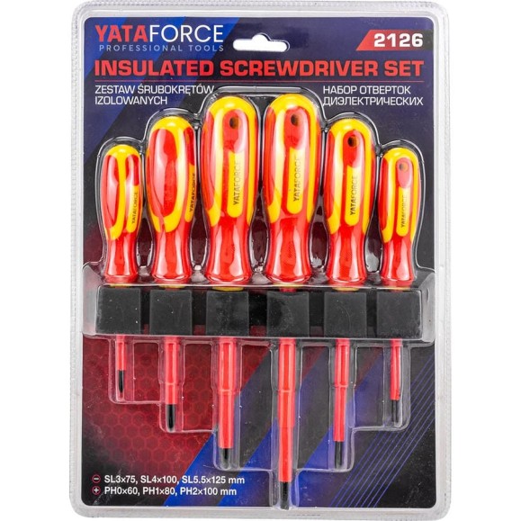 Отвертки диэлектрические YATAFORCE набор 6 предметов YF-2126(66038) Отвертки диэлектрические YATAFORCE набор 6 предметов YF-2126(66038)