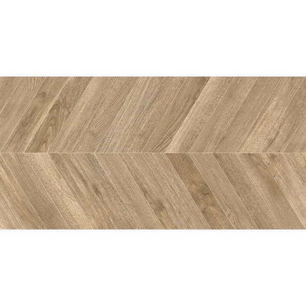 Керамогранит Волнат Шеврон светлый / Walnut Chevron Light матовый карвинг 1200х600х9,5 1,44м2 (2 шт в уп) св. коричневый Delacora D120251M