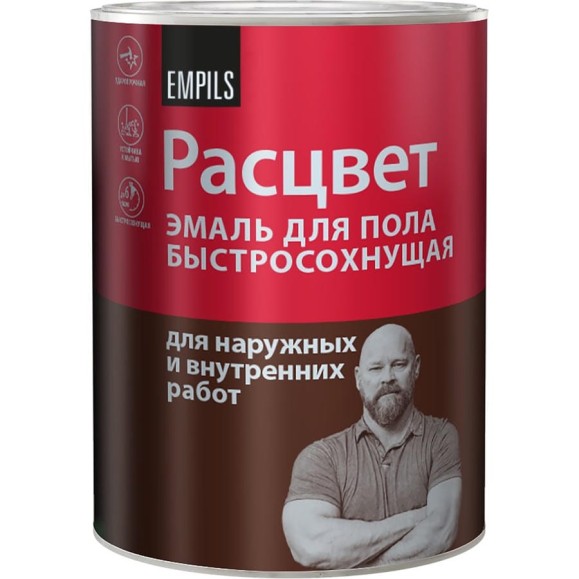 Эмаль для пола Расцвет быстросохнущая, серая, 0.9 кг 66379 Эмаль для пола Расцвет быстросохнущая, серая, 0.9 кг 66379