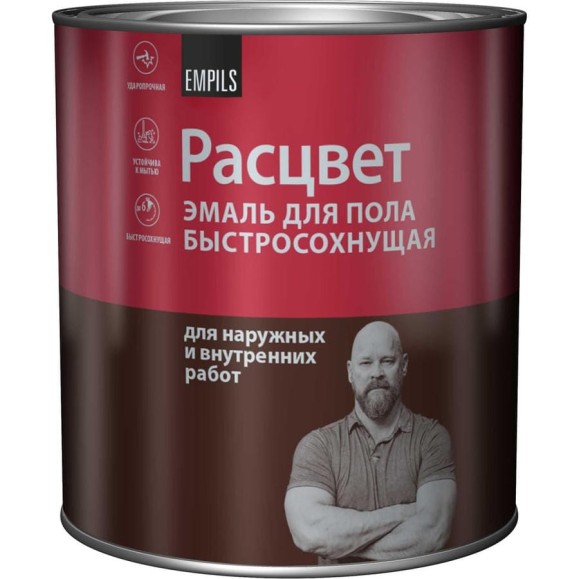 Эмаль для пола Расцвет быстросохнущая, серая, 2.7 кг 66385 Эмаль для пола Расцвет быстросохнущая, серая, 2.7 кг 66385