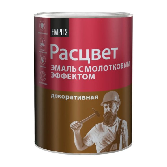 Эмаль с молотковым эффектом Расцвет алкидно-стирольная, золотистая, 0.8 кг 77621 Эмаль с молотковым эффектом Расцвет алкидно-стирольная, золотистая, 0.8 кг 77621
