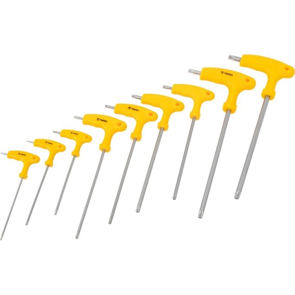 Ключи шестигранные Torx с Т-образной ручкой, 9 шт TOPEX 35D968 Ключи шестигранные Torx с Т-образной ручкой, 9 шт TOPEX 35D968
