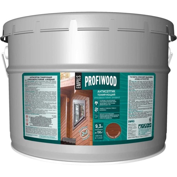 Алкидный антисептик PROFIWOOD (тонирующий; атмосферостойкий; красное дерево; 9.3 л; 8 кг) 3896 Алкидный антисептик PROFIWOOD (тонирующий; атмосферостойкий; красное дерево; 9.3 л; 8 кг) 3896
