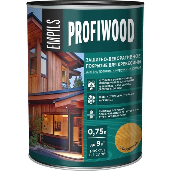 Защитно-декоративное покрытие для древесины PROFIWOOD (калужница; 0.75 л; 0.7 кг) 72620 Защитно-декоративное покрытие для древесины PROFIWOOD (калужница; 0.75 л; 0.7 кг) 72620