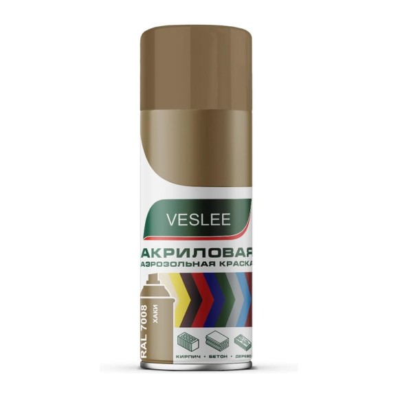 Аэрозольная акриловая краска Veslee RAL 7008 хаки 270гр V7008 Аэрозольная акриловая краска Veslee RAL 7008 хаки 270гр V7008