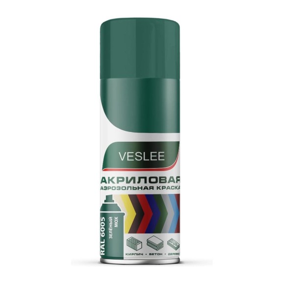 Аэрозольная краска Veslee зеленый RAL 6005 V6005 Аэрозольная краска Veslee зеленый RAL 6005 V6005