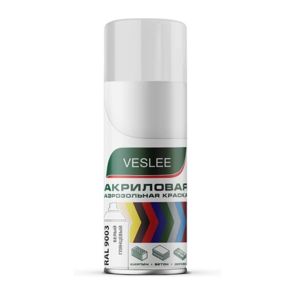 Аэрозольная краска Veslee белый глянцевый RAL 9003 V9003 Аэрозольная краска Veslee белый глянцевый RAL 9003 V9003