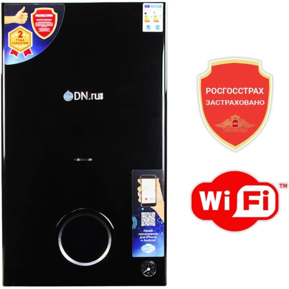 Котел газовый двухконтурный DN.ru 18кВт, с Wi-Fi GB18CD-B настенный, черный D380-00002 Котел газовый двухконтурный DN.ru 18кВт, с Wi-Fi GB18CD-B настенный, черный D380-00002