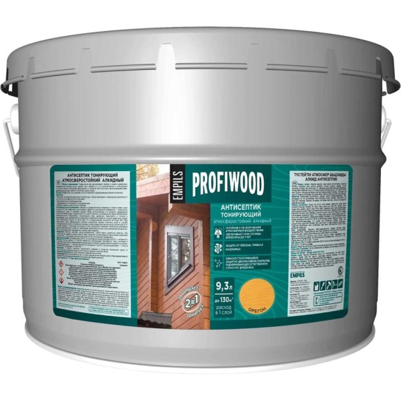Алкидный антисептик PROFIWOOD (тонирующий; атмосферостойкий; орегон; 9.3 л; 8 кг) 3899