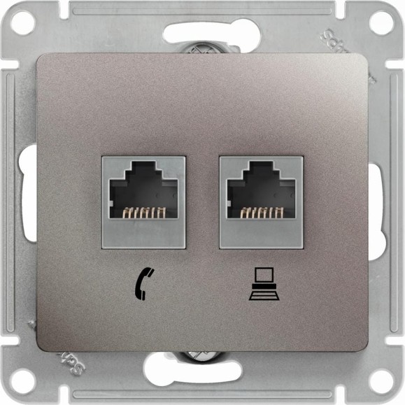 Розетка Systeme Electric (Schneider Electric) Glossa Платина 2-ая RJ11+RJ45, кат.5E SE GSL001285 5 шт 53606481274873 Розетка Systeme Electric (Schneider Electric) Glossa Платина 2-ая RJ11+RJ45, кат.5E SE GSL001285 5 шт 53606481274873