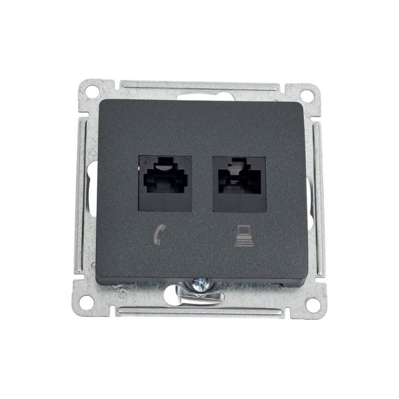 Розетка Systeme Electric (Schneider Electric) Glossa антрацит 2-ая RJ11+RJ45, кат.5E SE GSL000785 10 шт 13606485436712 Розетка Systeme Electric (Schneider Electric) Glossa антрацит 2-ая RJ11+RJ45, кат.5E SE GSL000785 10 шт 13606485436712