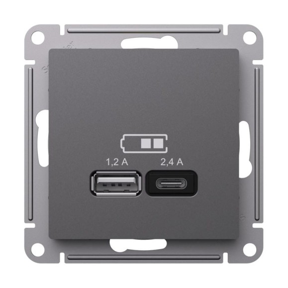Розетка Systeme Electric Atlasdesign базальт usb а+с, 5в/2,4 а, 2x5в/1,2 а, механизм ATN001439 8 шт 4690201025146 Розетка Systeme Electric Atlasdesign базальт usb а+с, 5в/2,4 а, 2x5в/1,2 а, механизм ATN001439 8 шт 4690201025146
