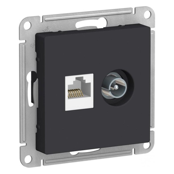 Розетка Systeme Electric Schneider Electric AtlasDesign карбон 2-ая ТВ + компьютерная RJ45, кат. 5Е ATN001089 5 шт 13606489703520 Розетка Systeme Electric Schneider Electric AtlasDesign карбон 2-ая ТВ + компьютерная RJ45, кат. 5Е ATN001089 5 шт 13606489703520