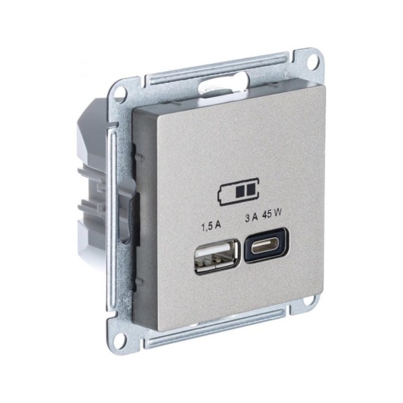 Usb розетка Systeme Electric (Schneider Electric) Atlasdesign a + тип-c 45w высокоскоростная зарядка qc,pd, механизм, шампань ATN000529 8 шт 13606482211206 Usb розетка Systeme Electric (Schneider Electric) Atlasdesign a + тип-c 45w высокоскоростная зарядка qc,pd, механизм, шампань ATN000529 8 шт 13606482211206