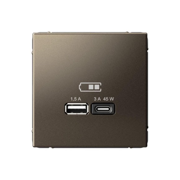 Розетка Systeme Electric ArtGallery мокко USB A + тип-C 45Вт высокоскоростная зарядка QC, PD, механизм GAL000629 8 шт 4690201034568 Розетка Systeme Electric ArtGallery мокко USB A + тип-C 45Вт высокоскоростная зарядка QC, PD, механизм GAL000629 8 шт 4690201034568
